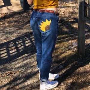 LC Lauren Conrad Jeans with hand painted sunflower